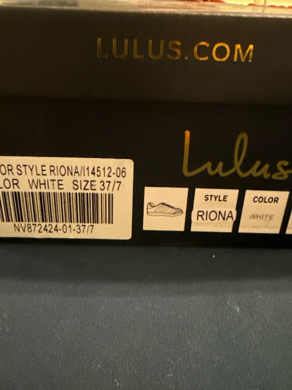 Lulu's Black and White Riona Shoe Box with Gold Logo